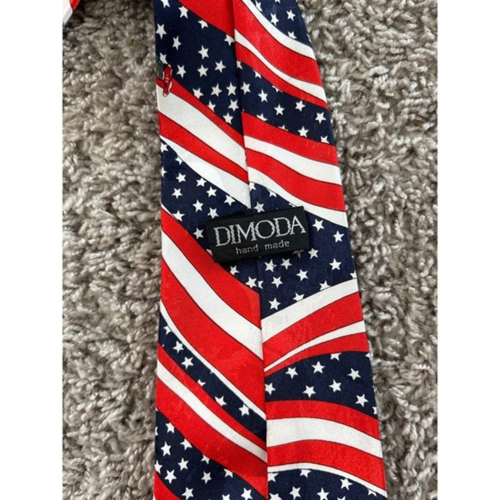 Dimoda hand made American flag baseball tie‎ aprox. 57 inches - Picture 3 of 5